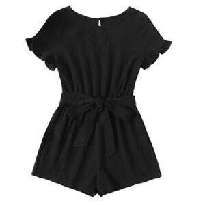 High Wasted Short Sleeve Romper With Cutout Back